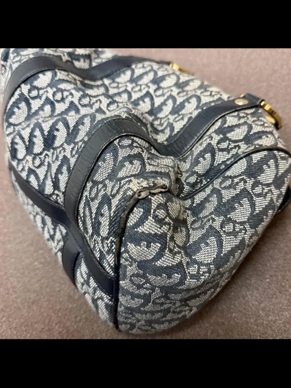 Dior Navy and Cream Monogram Satchel